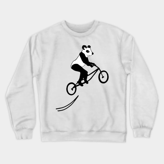 Panda On stunt Bike Crewneck Sweatshirt by jandavies